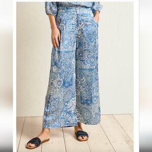 Johnny Was Sky Blue Paisley Wide-Leg Pants